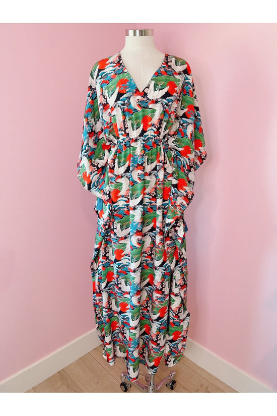Load image into Gallery viewer, Rhiannon Crane Caftan Dress